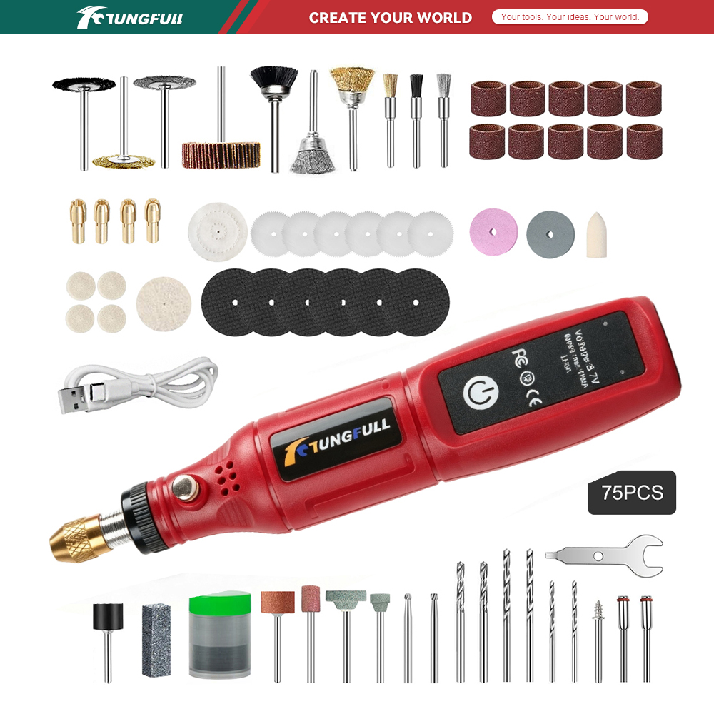 Impact Driver Cordless - TUNGFULL 3.7V Cordless Rotary Tool USB