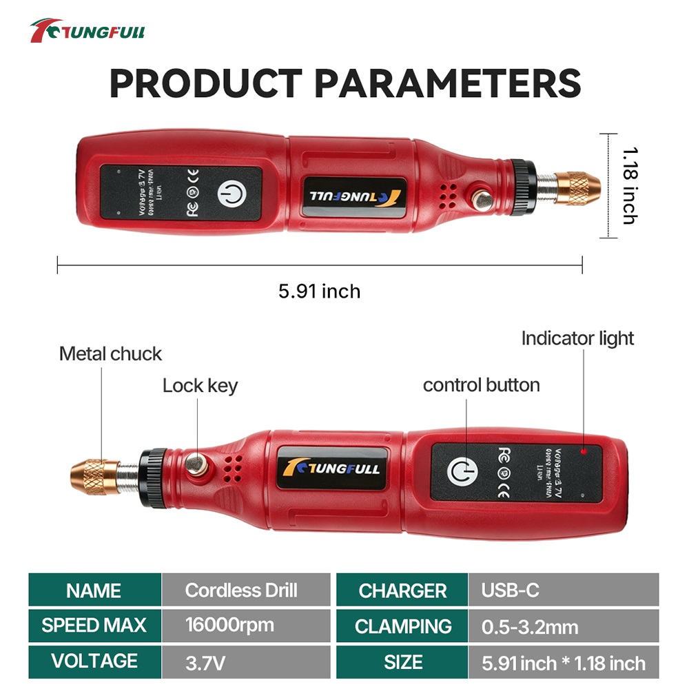 TUNGFULL 3.7V Cordless Rotary  - огляд і ціна Impact Driver Cordless