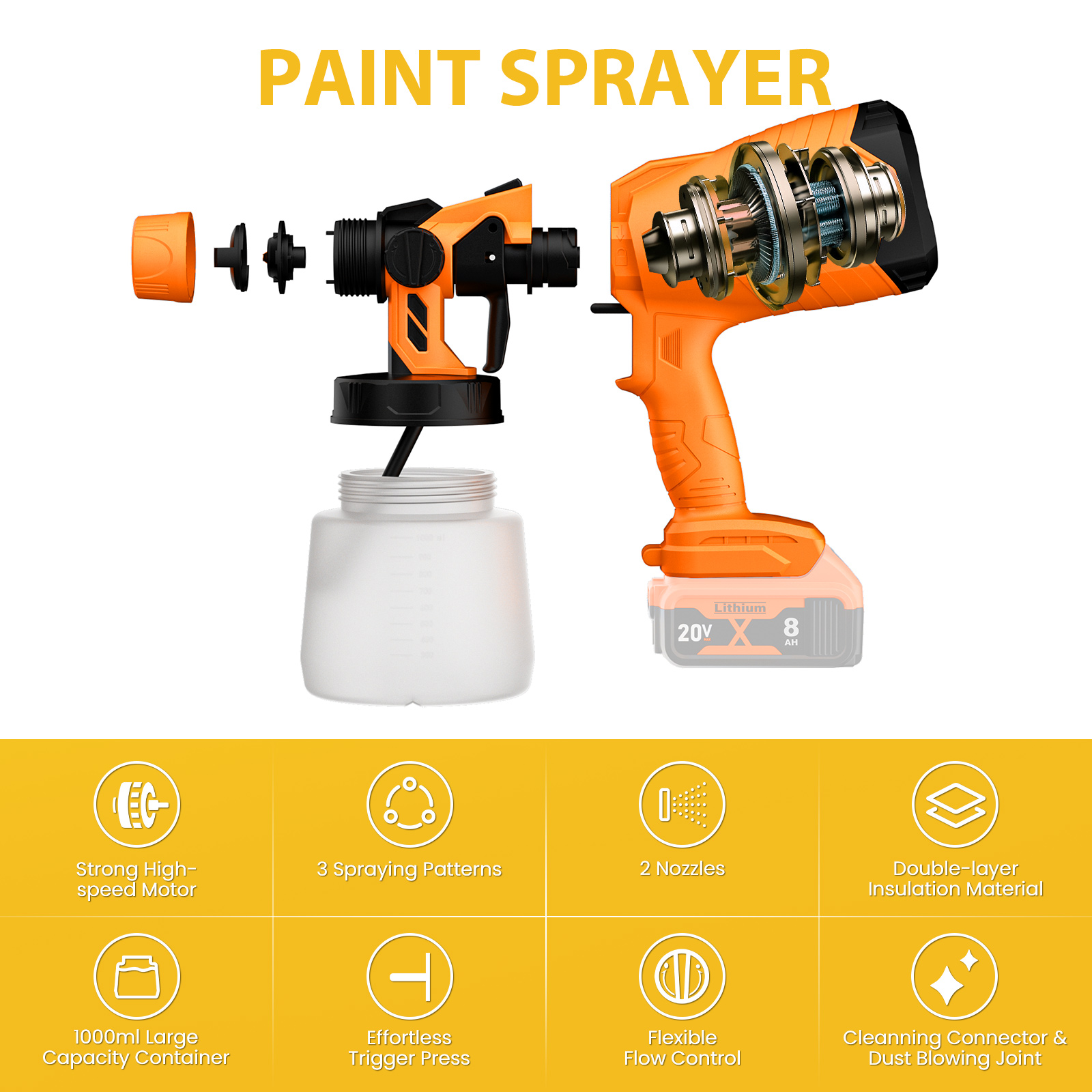 1000ML Electric Spray Gun For  - огляд і ціна Power Tools Windows